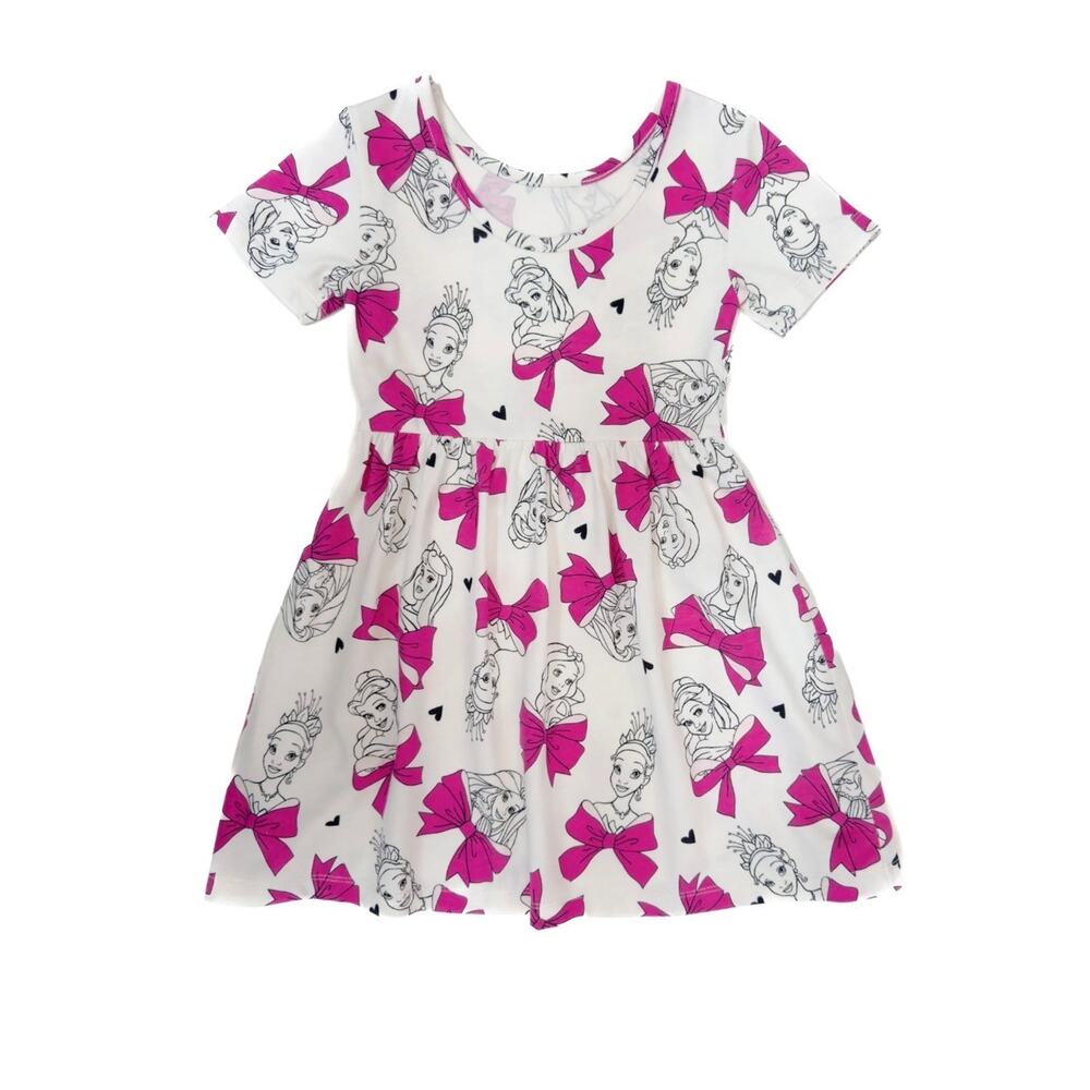 Girls Disney Princess Allover Print Dress Short Sleeve NWT Medium (7-8)